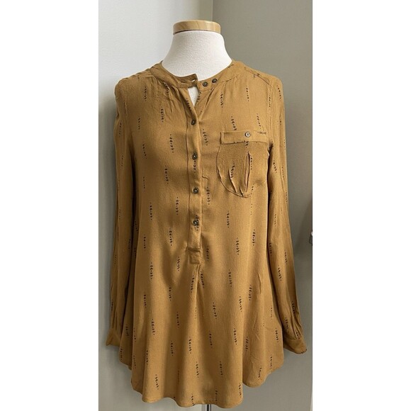 Free People Ladies Small Mustard Colored Peasant Drapey Oversized Tunic - Picture 1 of 7